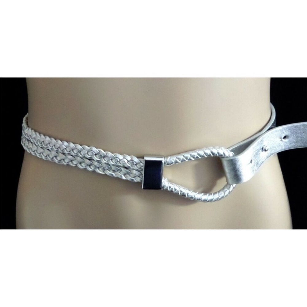 WHITE HOUSE BLACK MARKET 1” Braided/Elastic Pin Hole Belt Size Small